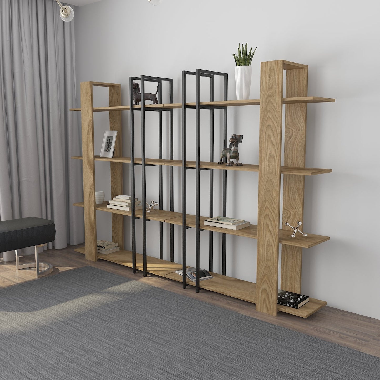 Bookshelf Onno Bookcase Ud Siyah-ONN63BC03 Ud Siyah 180 X 45 X 20 by DECOROTIKA | Souqify