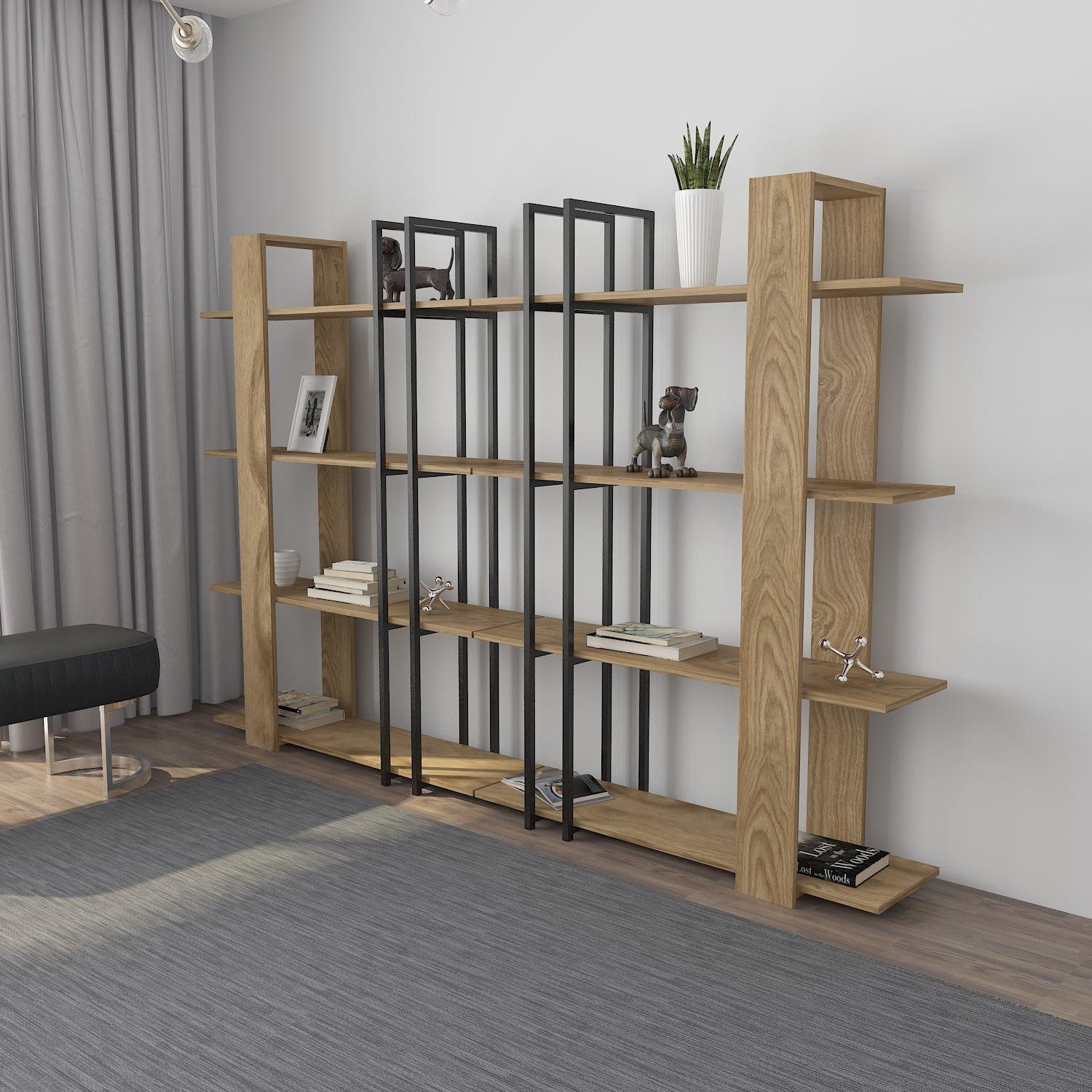 Bookshelf Onno Bookcase Ud Siyah-ONN63BC03 Ud Siyah 180 X 45 X 20 by DECOROTIKA | Souqify