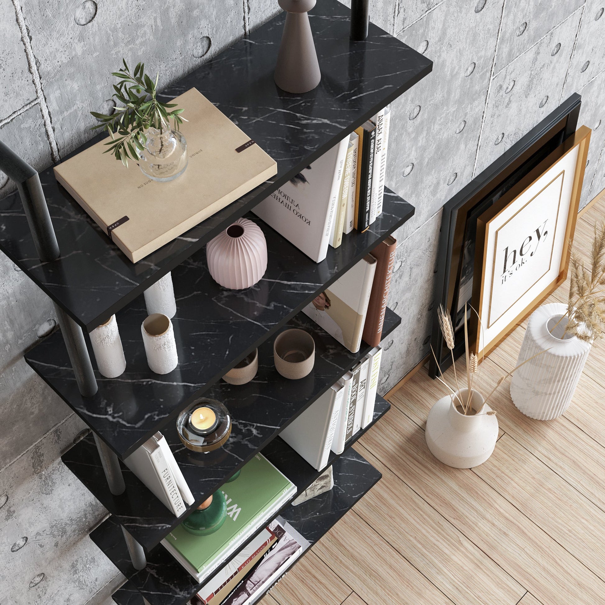 Bookshelf Paula - Black-PAU68LBC02 Black 76 X 28 X 17 by DECOROTIKA | Souqify