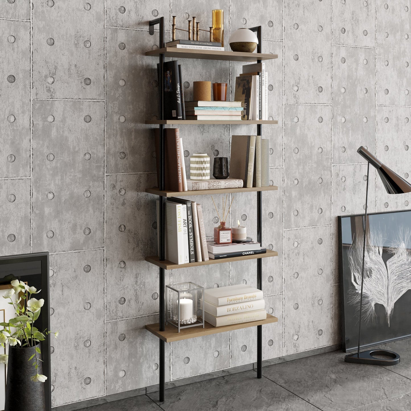 Bookshelf Paula - Walnut, Black-PAU68LBC04 Walnut
Black 76 X 28 X 17 by DECOROTIKA | Souqify