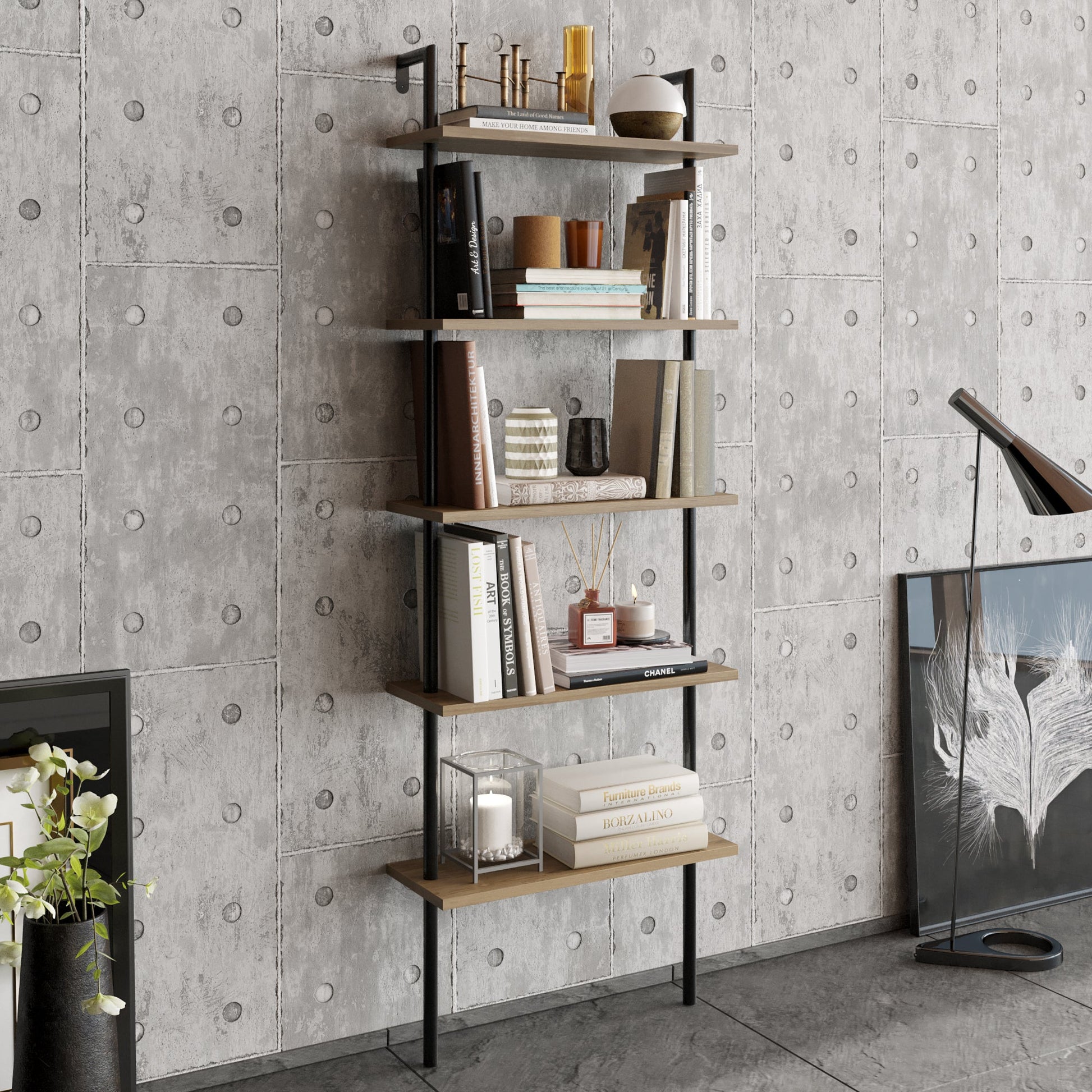 Bookshelf Paula - Walnut, Black-PAU68LBC04 Walnut
Black 76 X 28 X 17 by DECOROTIKA | Souqify