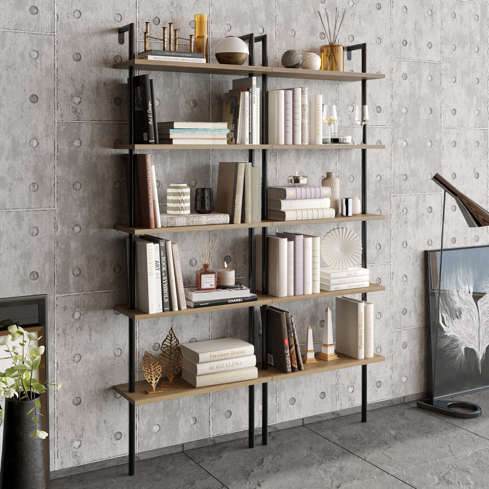 Bookshelf Paula - Walnut, Black-PAU68LBC04 Walnut
Black 76 X 28 X 17 by DECOROTIKA | Souqify