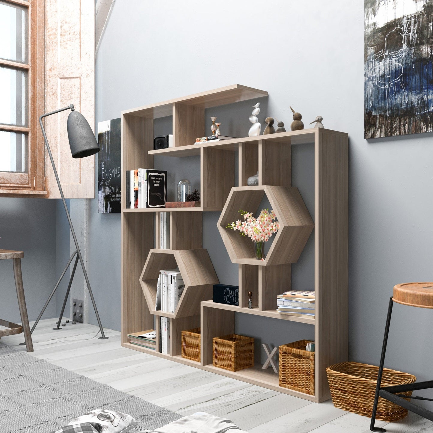 Bookshelf Tamara - Black-TMR52BC07 Black 144 X 28 X 21 by DECOROTIKA | Souqify