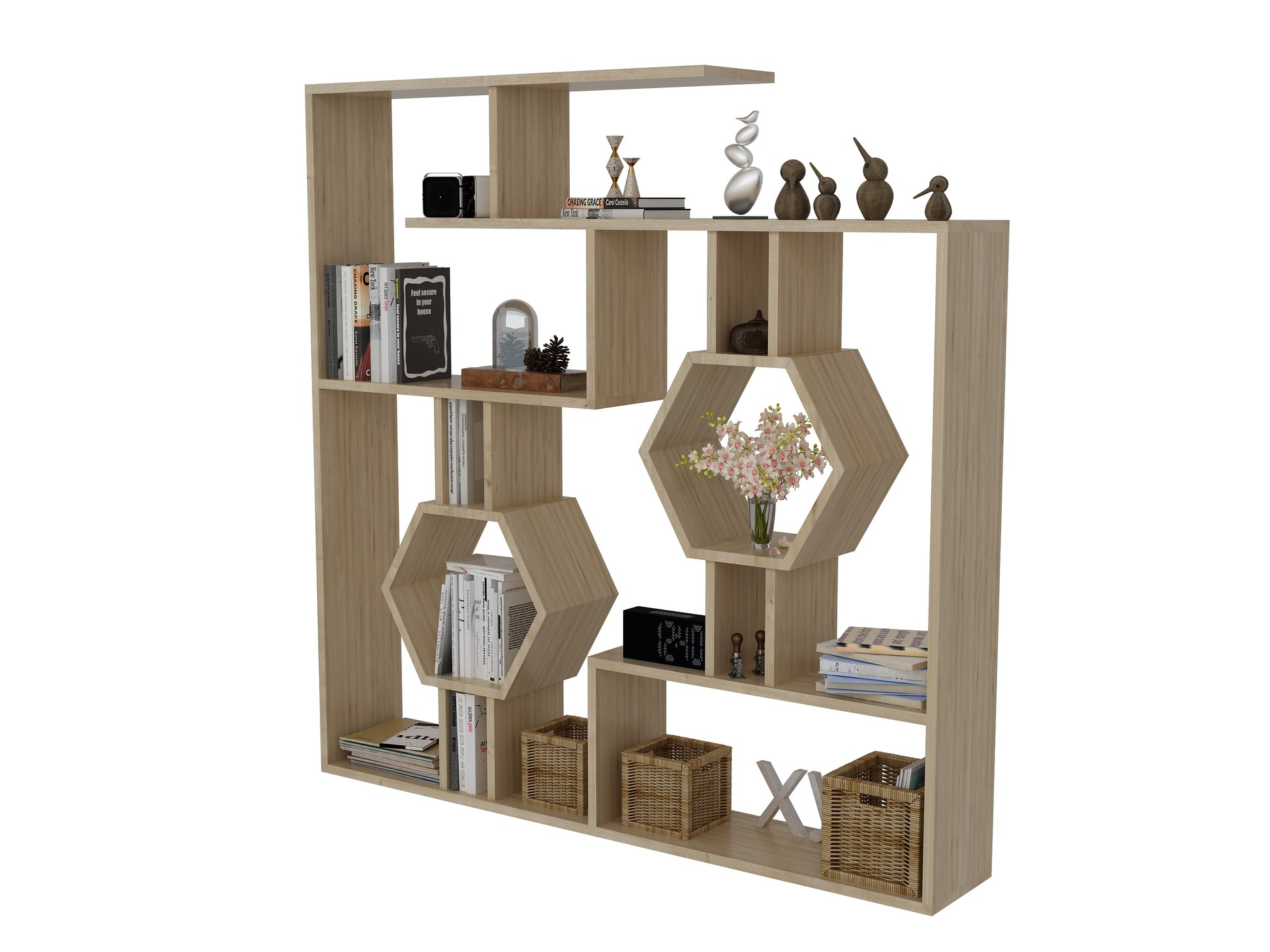 Bookshelf Tamara-Sapphire Oak-TMR52BC09 Sapphire Oak 144 X 28 X 21 by DECOROTIKA | Souqify