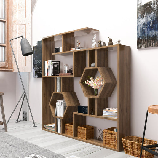 Bookshelf Tamara - Walnut-TMR52BC06 Walnut 144 X 28 X 21 by DECOROTIKA | Souqify