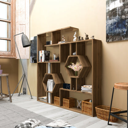 Bookshelf Tamara - Walnut-TMR52BC06 Walnut 144 X 28 X 21 by DECOROTIKA | Souqify