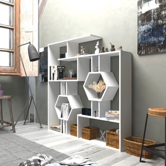 Bookshelf Tamara - White-TMR52BC05 White 144 X 28 X 21 by DECOROTIKA | Souqify