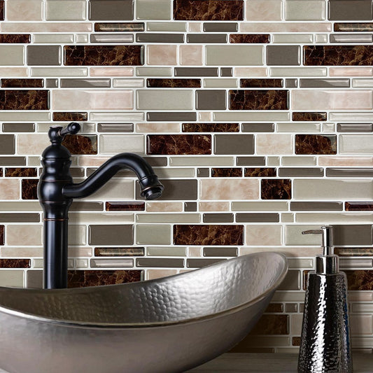 Brown and Grey Marble Strip Vinyl Tile 24078 by Vivid Tiles | Souqify
