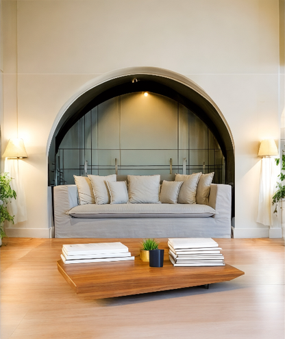 Modern living room with a sofa, coffee table, and decorative elements. Cappadocia Collection Sofa – Simple, Serene & Timeless | Vella Concept