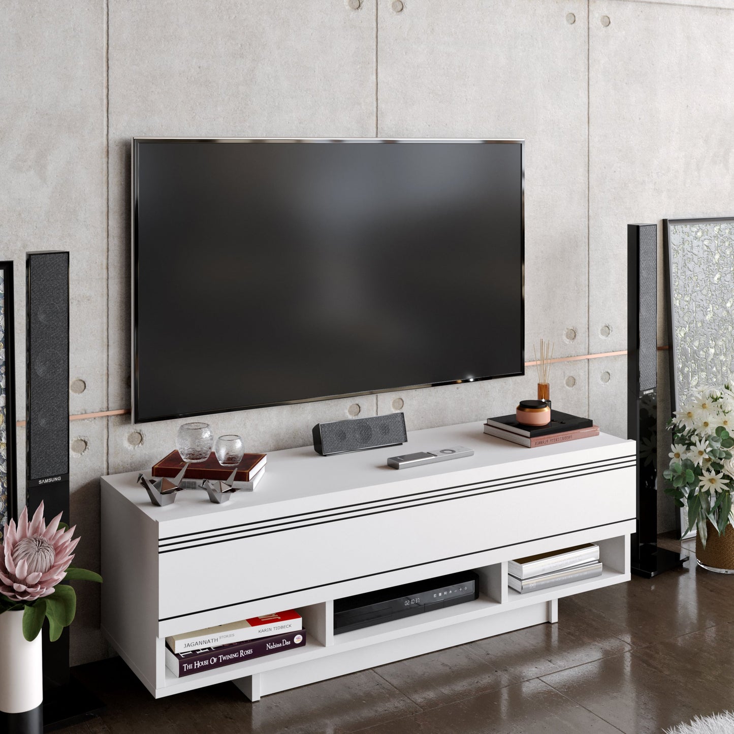 Celestia TV Unit - White by DECOROTIKA | Souqify