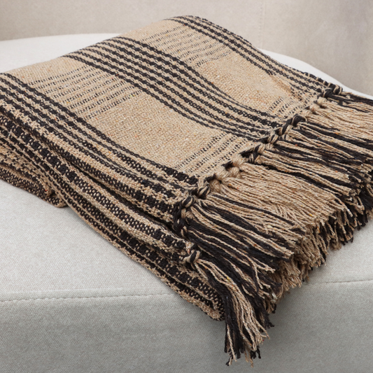 Checkered Handwoven Classic Throw with tassels 50" x 60" (127 x 172 cm) by Luv Saffron | Souqify