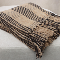 Checkered Handwoven Classic Throw with tassels 50