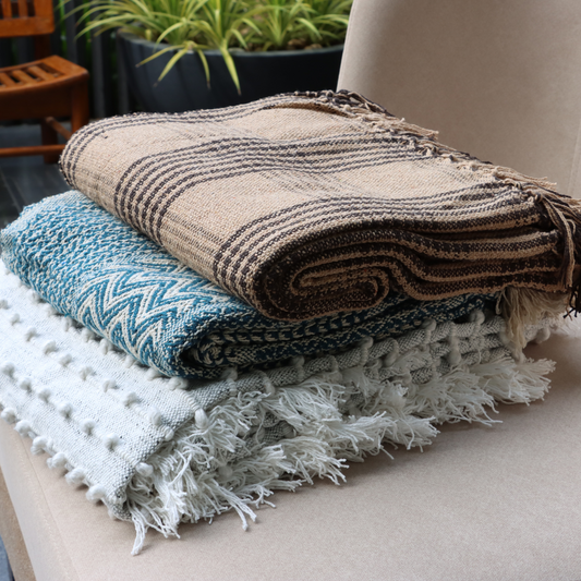 Checkered Handwoven Classic Throw with tassels 50" x 60" (127 x 172 cm) by Luv Saffron | Souqify