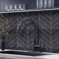 Chevron Black Marble Vinyl Tile by Vivid Tiles | Souqify