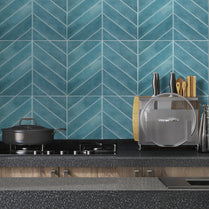 Chevron Blue Marble Vinyl Tile by Vivid Tiles | Souqify