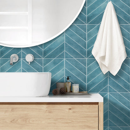 Chevron Blue Marble Vinyl Tile by Vivid Tiles | Souqify