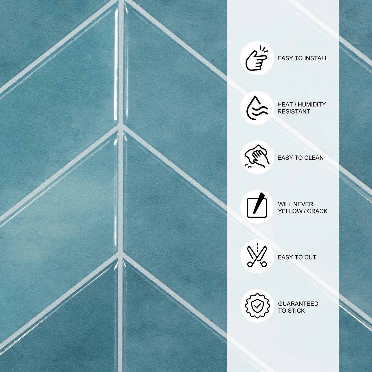Chevron Blue Marble Vinyl Tile by Vivid Tiles | Souqify