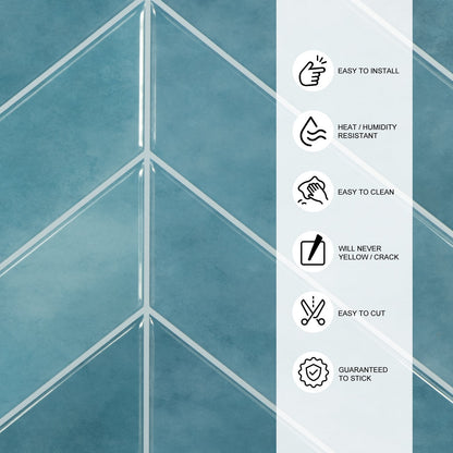 Chevron Blue Marble Vinyl Tile by Vivid Tiles | Souqify