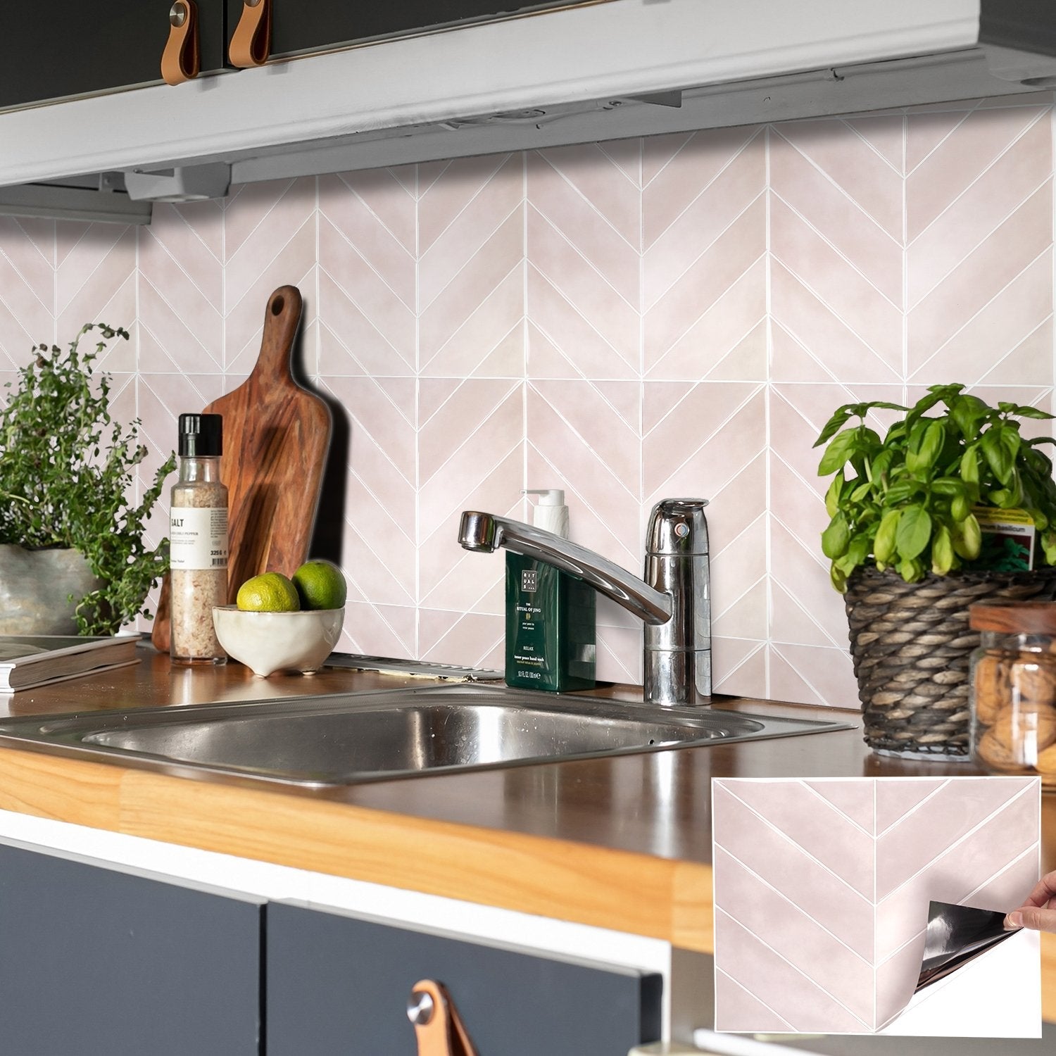 Chevron Pink Marble Vinyl Tile by Vivid Tiles | Souqify