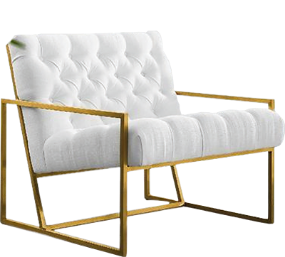 Chic White Tufted Armchair with Golden Frame by MANSIO | Souqify