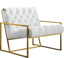 Chic White Tufted Armchair with Golden Frame by MANSIO | Souqify