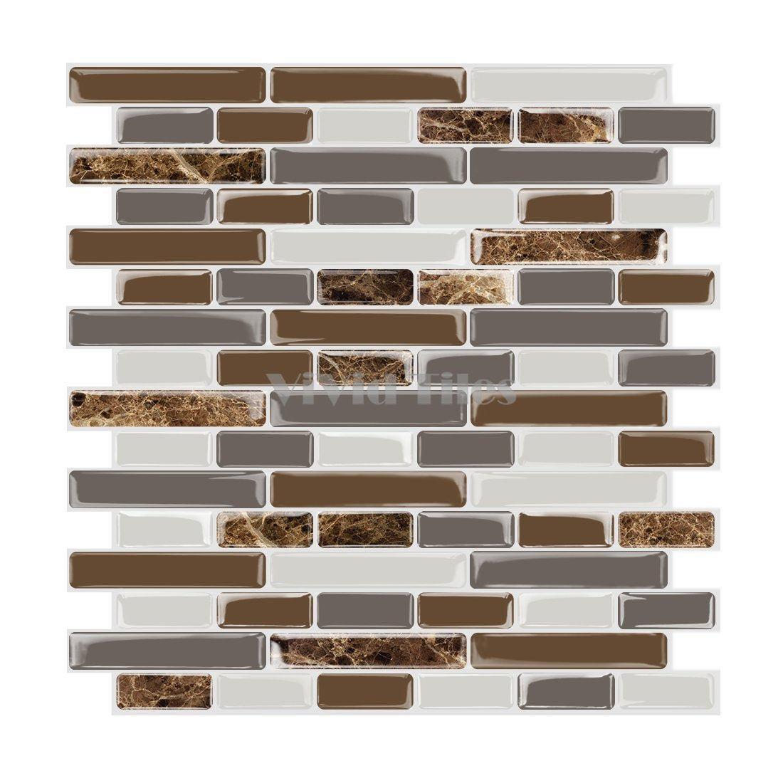 Coffee and Grey Marble Strip Vinyl Tile T80027 by Vivid Tiles | Souqify