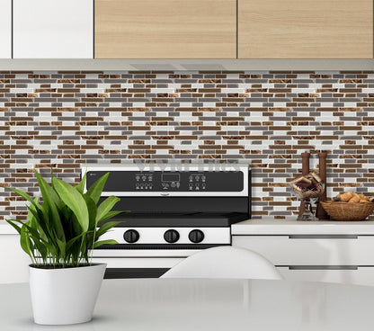 Coffee and Grey Marble Strip Vinyl Tile T80027 by Vivid Tiles | Souqify