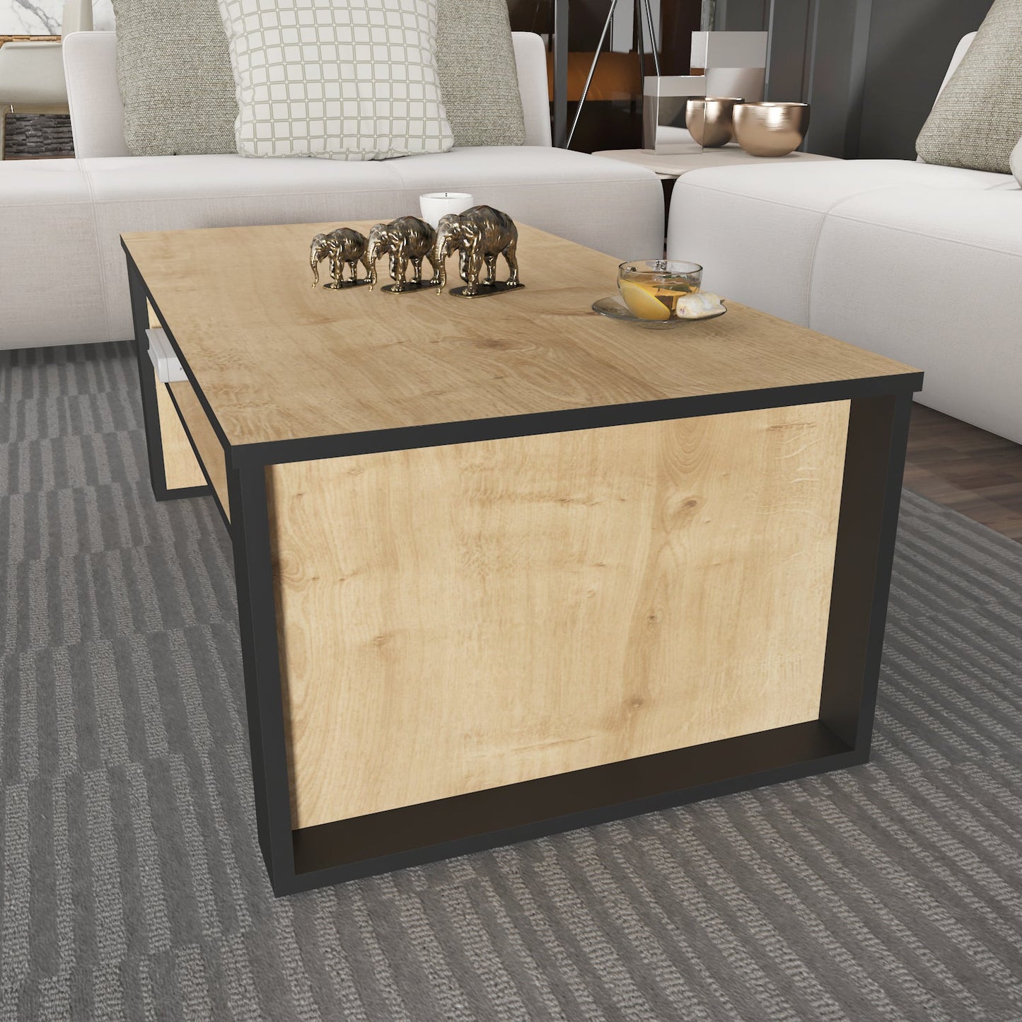 Coffee Table Manhattan 110 - Oak-MN43CT01 Oak
Dark Grey 125 X 65 X 12 by DECOROTIKA | Souqify