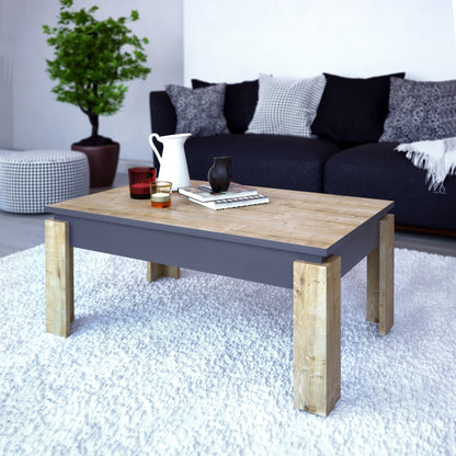 Coffee Table Manhattan 90 - Oak-MN35CT01 Oak
Dark Grey 100 X 66 X 8 by DECOROTIKA | Souqify