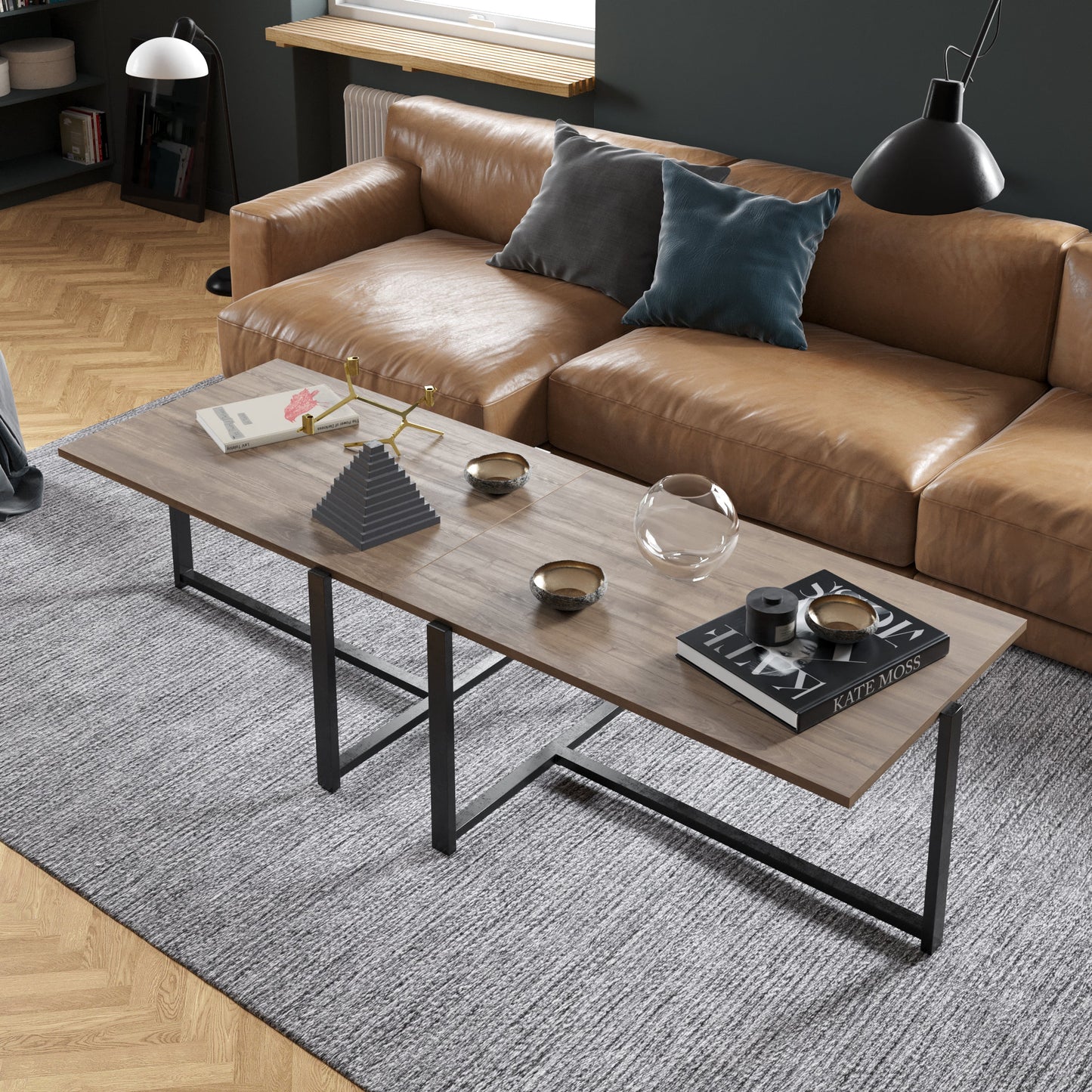 Coffee Table Merideths - Walnut-MER17CT02 Walnut
Black 100 X 66 X 11.5 by DECOROTIKA | Souqify
