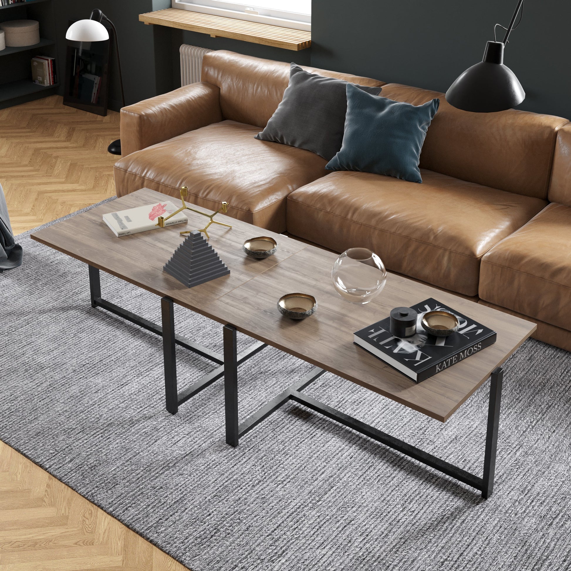 Coffee Table Merideths - Walnut-MER17CT02 Walnut
Black 100 X 66 X 11.5 by DECOROTIKA | Souqify