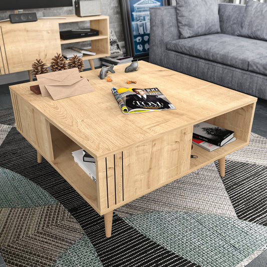 Coffee Table Ronas - Oak-RON35CT03 Oak 102 X 95 X 13.5 by DECOROTIKA | Souqify