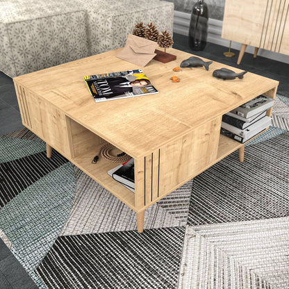 Coffee Table Ronas - Oak-RON35CT03 Oak 102 X 95 X 13.5 by DECOROTIKA | Souqify