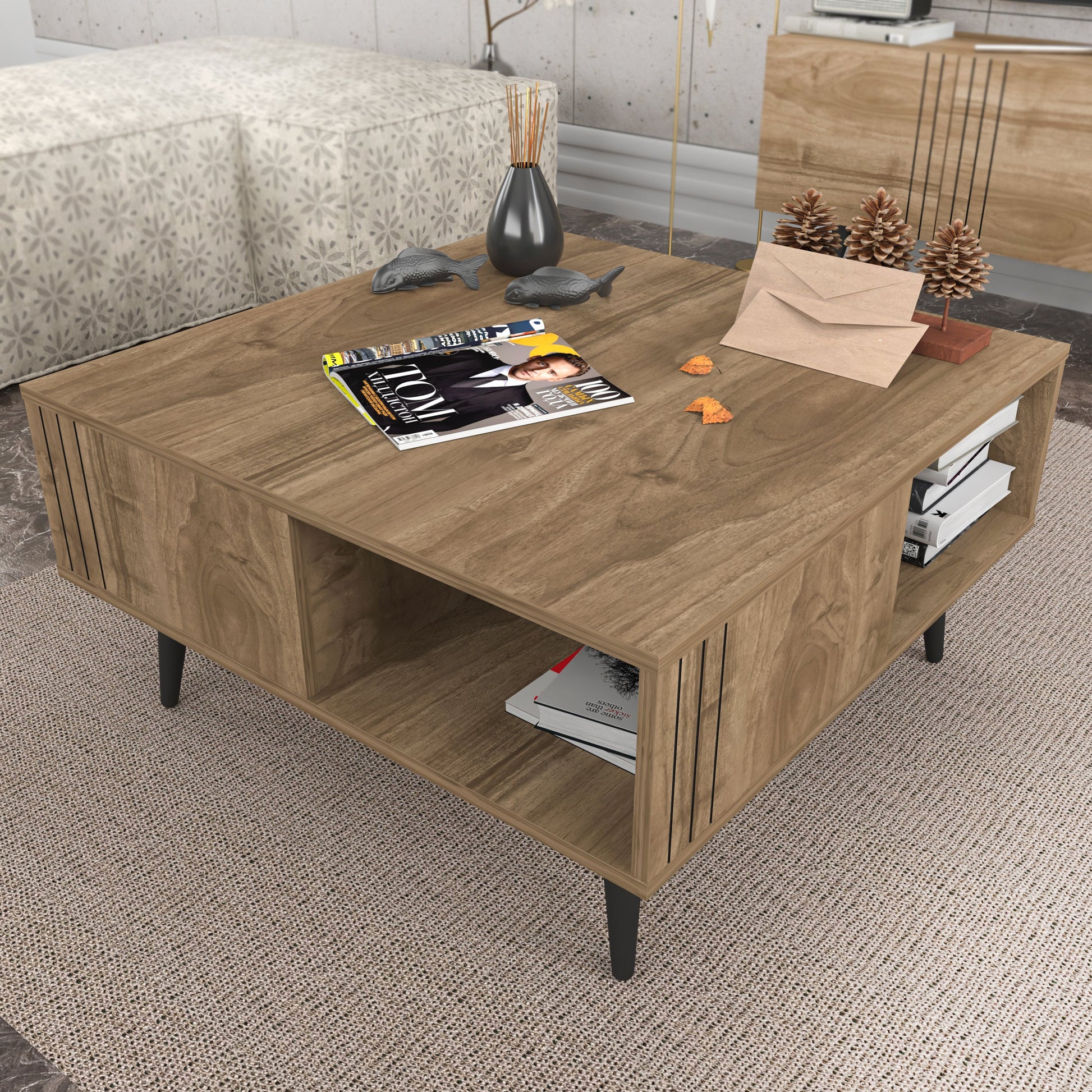 Coffee Table Ronas - Walnut-RON35CT01 Walnut 102 X 95 X 13.5 by DECOROTIKA | Souqify