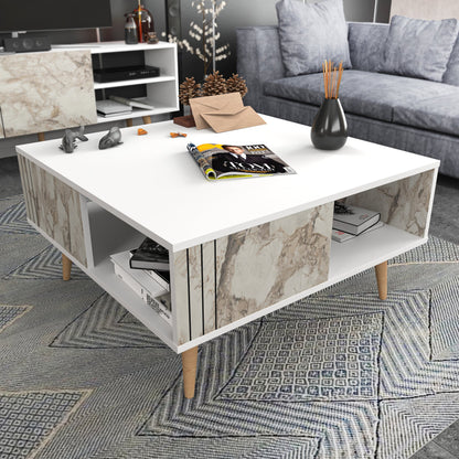 Coffee Table Ronas - White-RON35CT02 White 102 X 95 X 13.5 by DECOROTIKA | Souqify