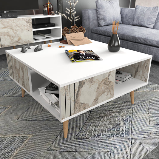 Coffee Table Ronas - White-RON35CT02 White 102 X 95 X 13.5 by DECOROTIKA | Souqify