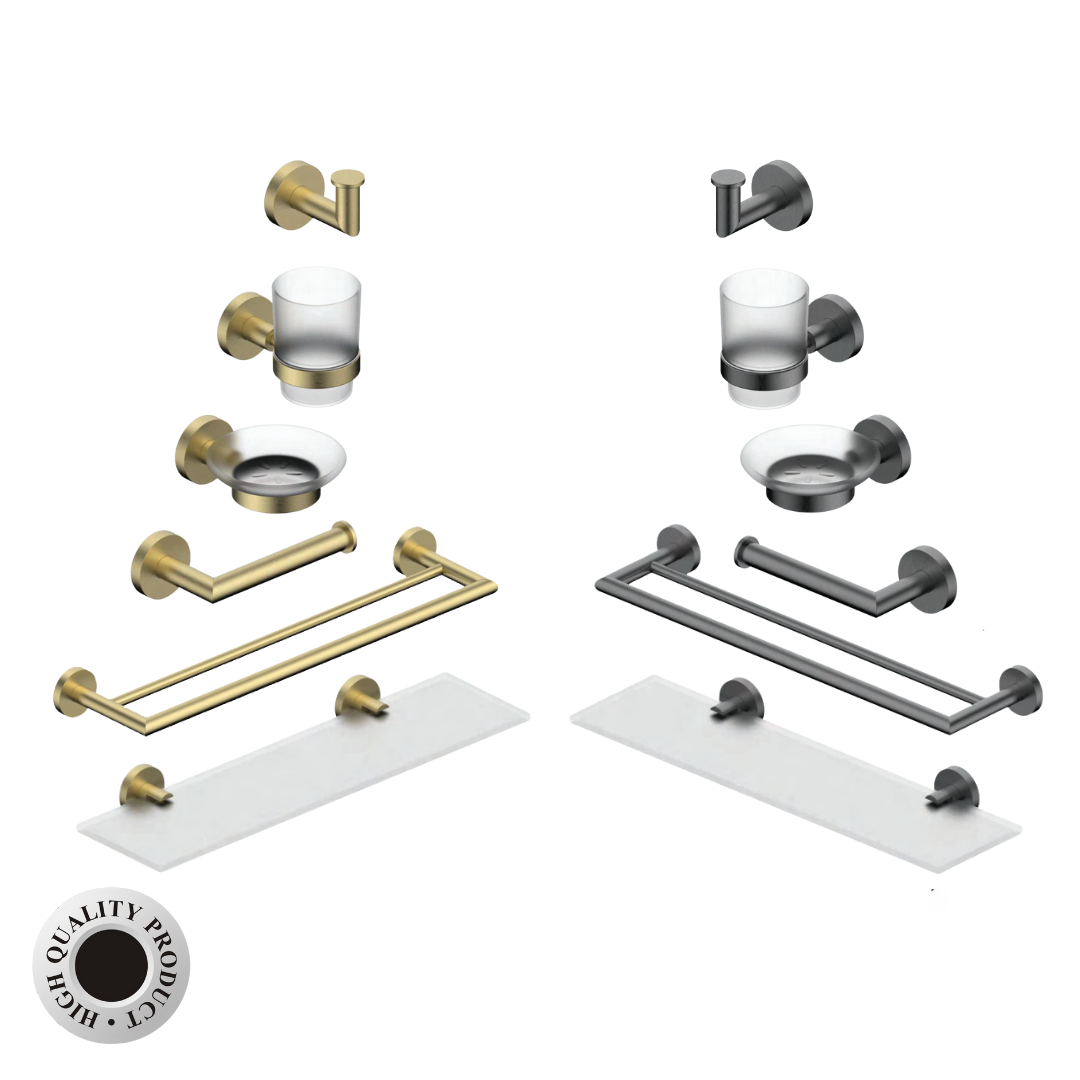 Coloseo Series 6pcs Set - Bathroom Accessories (Gunmetal / Matte Gold) by TUSCANI | Souqify