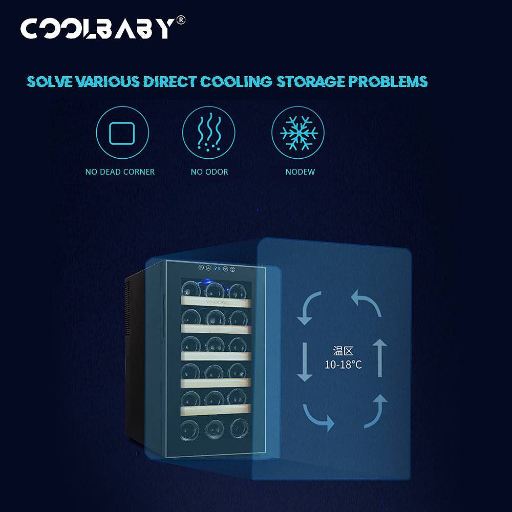 COOLBABY 18-Bottle Red Wine Cabinet: Circulation Cooling, Constant Temperature Storage, and Elegant Design