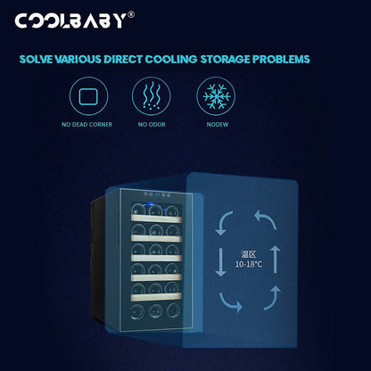 COOLBABY 18-Bottle Red Wine Cabinet: Circulation Cooling, Constant Temperature Storage, and Elegant Design