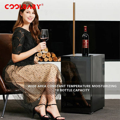COOLBABY 18-Bottle Red Wine Cabinet: Circulation Cooling, Constant Temperature Storage, and Elegant Design