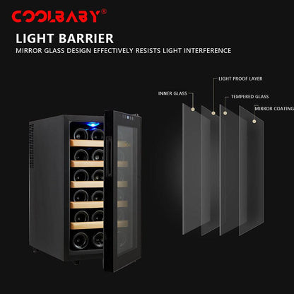 COOLBABY 18-Bottle Red Wine Cabinet: Circulation Cooling, Constant Temperature Storage, and Elegant Design