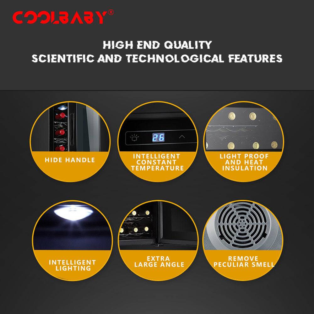 COOLBABY Chic Elegance: Luxury Style Wine Cabinet with Smart Cooling