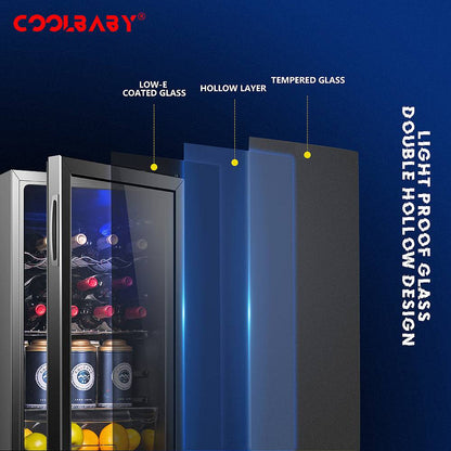 COOLBABY Household Wine Cooler Wine Cabinet Refrigerator Beverage Cooler Four-layer Mini Refrigerator Small Wine Cellar