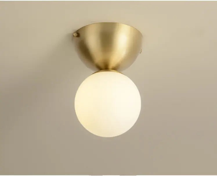 Copper balcony entrance hallway aisle light Nordic luxury modern minimalist round brass bedroom small ceiling light by Zhongsan | Souqify