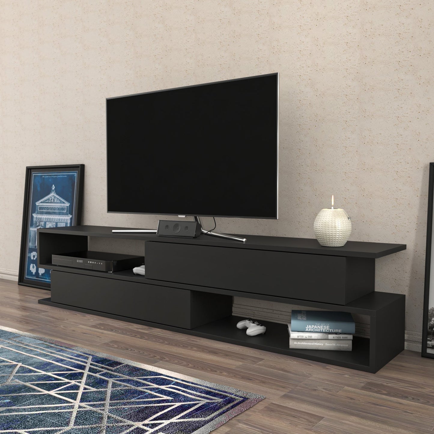 Cortez TV Unit Anthracite by DECOROTIKA | Souqify