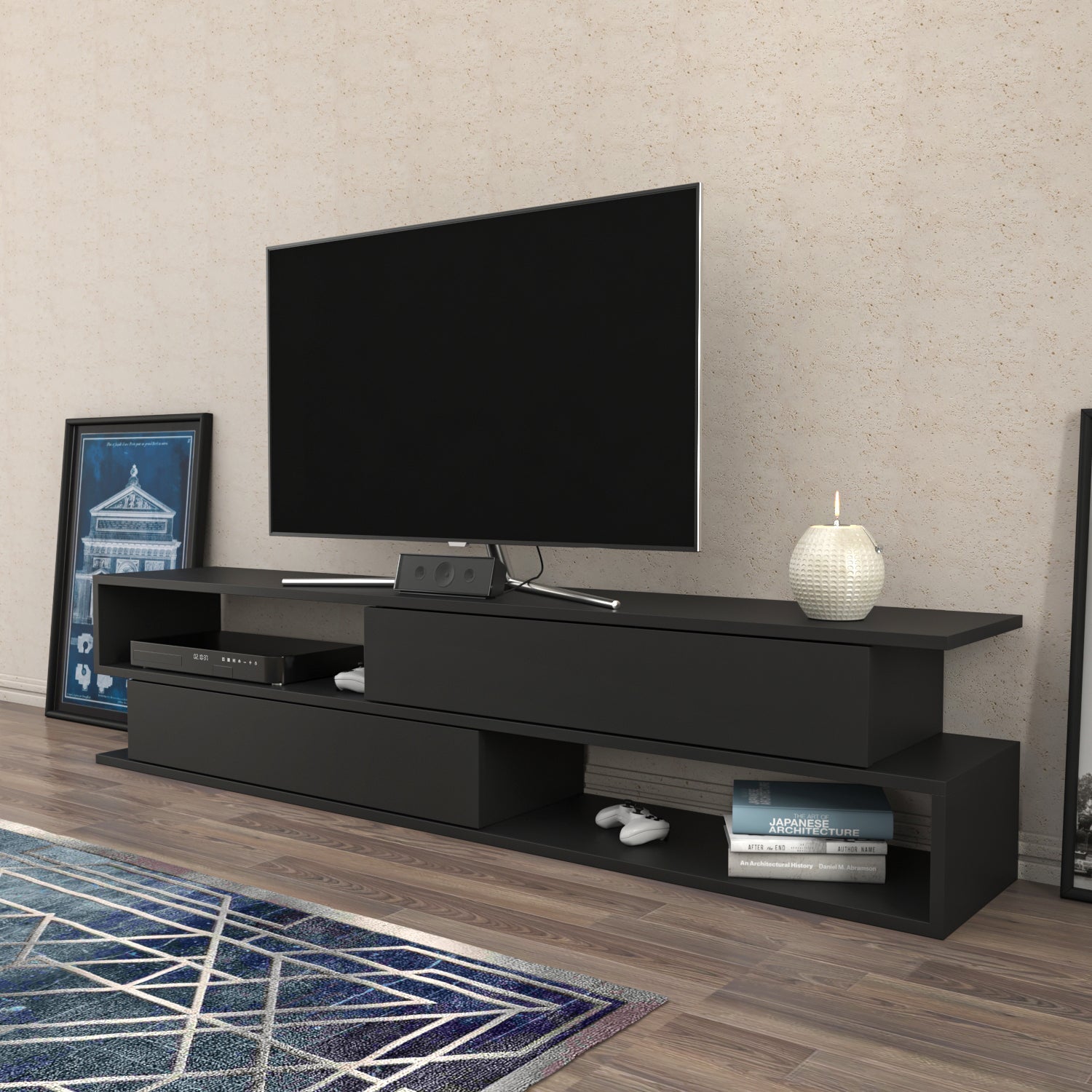 Cortez TV Unit Anthracite by DECOROTIKA | Souqify