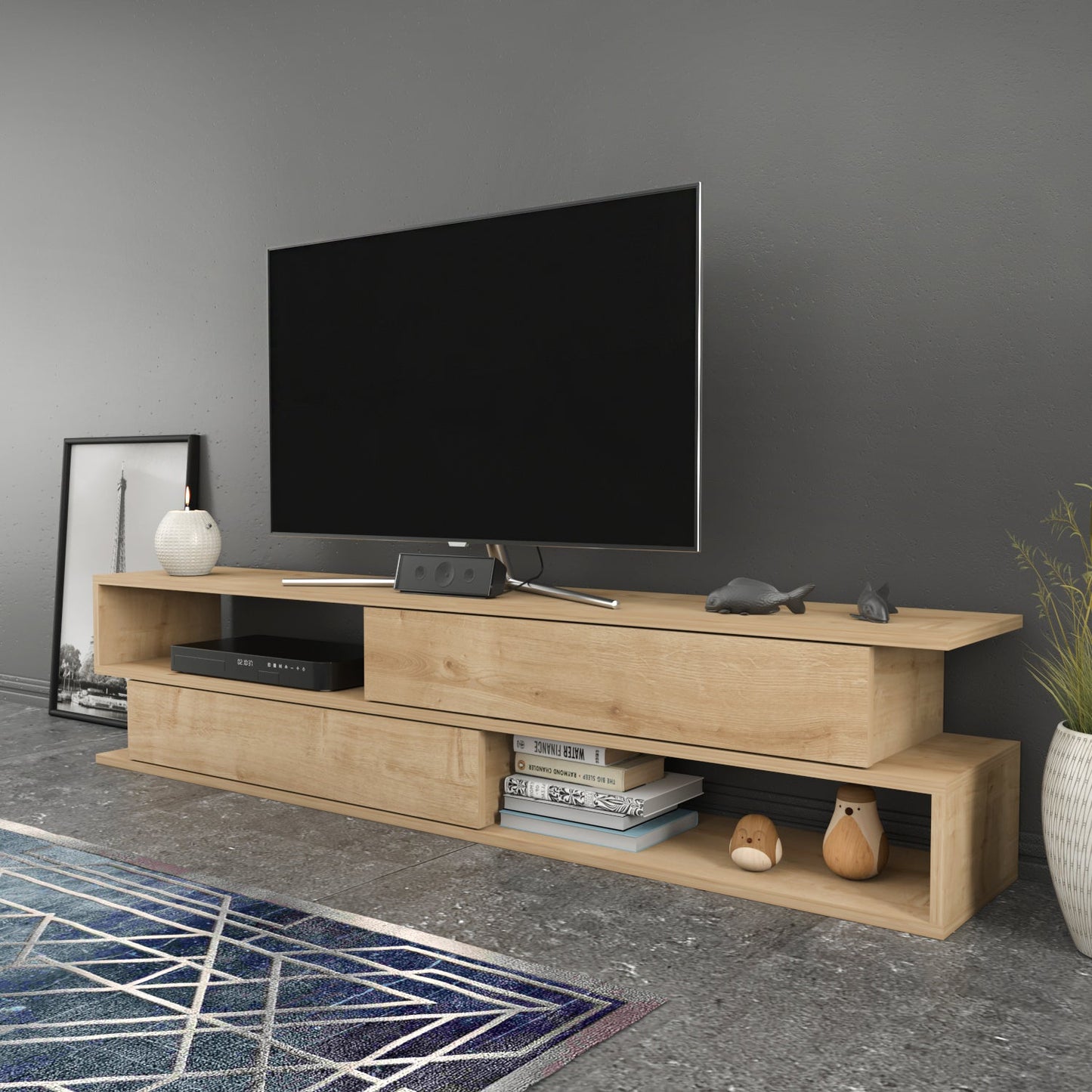 Cortez TV Unit Oak by DECOROTIKA | Souqify