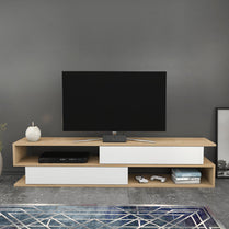 Cortez TV Unit Oak White by DECOROTIKA | Souqify