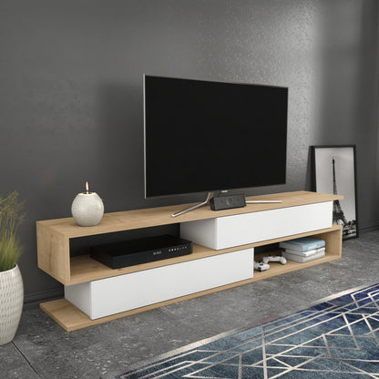 Cortez TV Unit Oak White by DECOROTIKA | Souqify