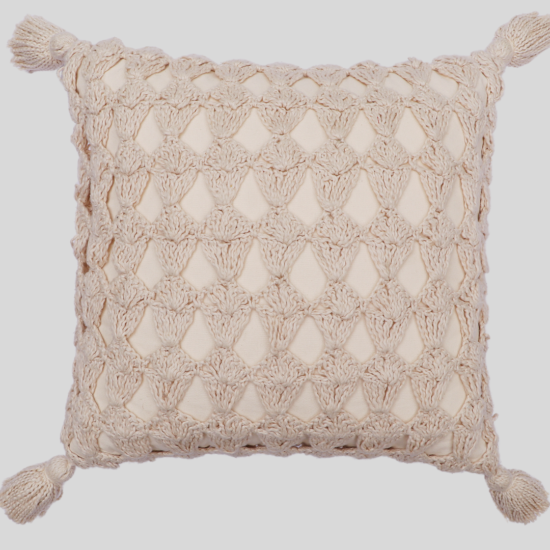Crochet Throw Cushion 50 x 50 cm by Luv Saffron | Souqify